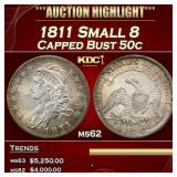 1811 Small 8 Capped Bust Half Dollar 50c ms62 USCG