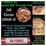 BU Shotgun Lincoln 1c roll, 1968-d 50 pcs Bank Wra