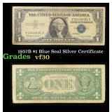 1957B $1 Blue Seal Silver Certificate Grades vf++
