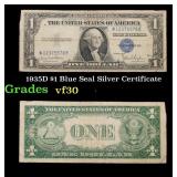 1935D $1 Blue Seal Silver Certificate Grades vf++