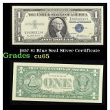 1957 $1 Blue Seal Silver Certificate Grades Gem CU