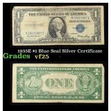 1935E $1 Blue Seal Silver Certificate Grades vf+
