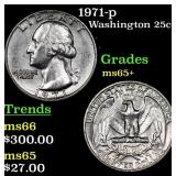 1971-p Washington Quarter 25c Grades GEM+ Unc