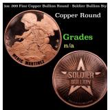 1oz .999 Fine Copper Bullion Round - Soldier Bulli