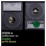 2006-s Proof Jefferson Nickel 5c pr70 dcam SEGS