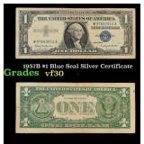 1957B $1 Blue Seal Silver Certificate Grades vf++