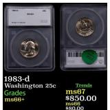 1983-d Washington Quarter 25c ms66+ SEGS