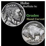 Hobo Buffalo Nickel 5c Grades Hand Carved