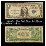 1935E $1 Blue Seal Silver Certificate Grades vf+