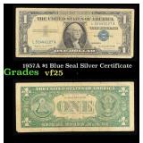 1957A $1 Blue Seal Silver Certificate Grades vf+