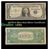 1957B $1 Blue Seal Silver Certificate Grades vf++