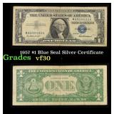 1957 $1 Blue Seal Silver Certificate Grades vf++