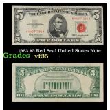 1963 $5 Red Seal United States Note Grades vf++
