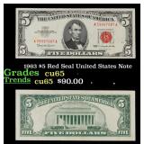 1963 $5 Red Seal United States Note Grades Gem CU