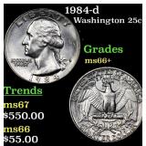 1984-d Washington Quarter 25c Grades GEM++ Unc