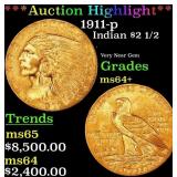 *Highlight* 1911-p Gold Indian Quarter Eagle $2 1/
