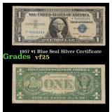 1957 $1 Blue Seal Silver Certificate Grades vf+
