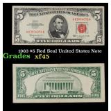 1963 $5 Red Seal United States Note Grades xf+