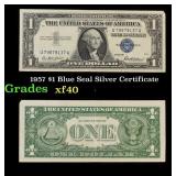 1957 $1 Blue Seal Silver Certificate Grades xf