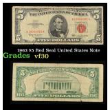 1963 $5 Red Seal United States Note Grades vf++
