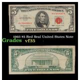 1963 $5 Red Seal United States Note Grades vf++