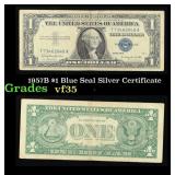 1957B $1 Blue Seal Silver Certificate Grades vf++