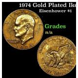 1974 Gold Plated Ike Eisenhower Dollar $1 Grades U