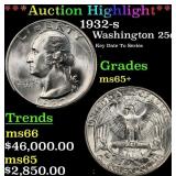 *Highlight* 1932-s Washington Quarter 25c ms65+ SE