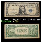 1935G No Motto $1 Blue Seal Silver Certificate Gra