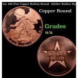 1oz .999 Fine Copper Bullion Round - Soldier Bulli
