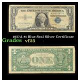 1957A $1 Blue Seal Silver Certificate Grades vf+
