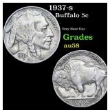 1937-s Buffalo Nickel 5c Grades Choice AU/BU Slide