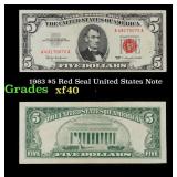 1963 $5 Red Seal United States Note Grades xf