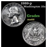 1989-p Washington Quarter 25c Grades GEM+ Unc