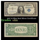 1957 $1 Blue Seal Silver Certificate Grades vf++