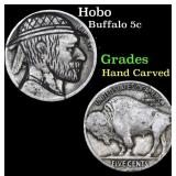 Hobo Buffalo Nickel 5c Grades Hand Carved