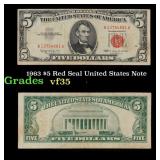 1963 $5 Red Seal United States Note Grades vf++