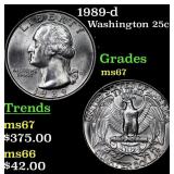 1989-d Washington Quarter 25c Grades GEM++ Unc