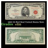 1963 $5 Red Seal United States Note Grades vf++