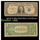 1957A $1 Blue Seal Silver Certificate Grades vf+