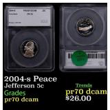 2004-s Peace Proof Jefferson Nickel 5c pr70 dcam S