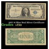 1957 $1 Blue Seal Silver Certificate Grades vf++