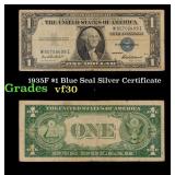 1935F $1 Blue Seal Silver Certificate Grades vf++