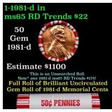 BU Shotgun Lincoln 1c roll, 1981-d 50 pcs Bank Wra