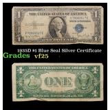 1935D $1 Blue Seal Silver Certificate Grades vf+