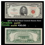1963 $5 Red Seal United States Note Grades Select