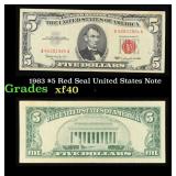 1963 $5 Red Seal United States Note Grades xf