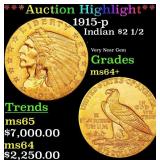 *Highlight* 1915-p Gold Indian Quarter Eagle $2 1/