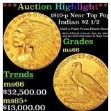 *Highlight* 1910-p Gold Indian Quarter Eagle Near