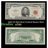 1963 $5 Red Seal United States Note Grades xf